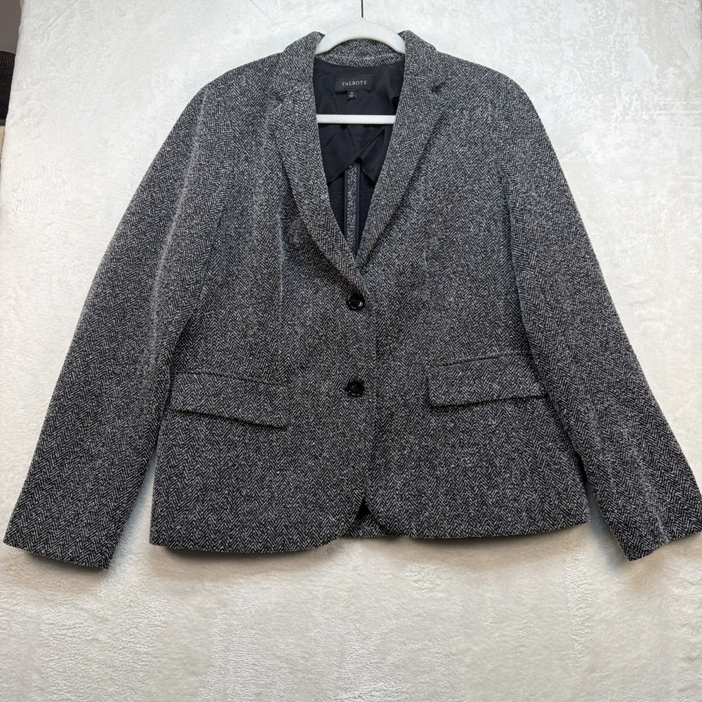 Talbots Women Gray Blazer XL Career Office Classic Tailored Jacket